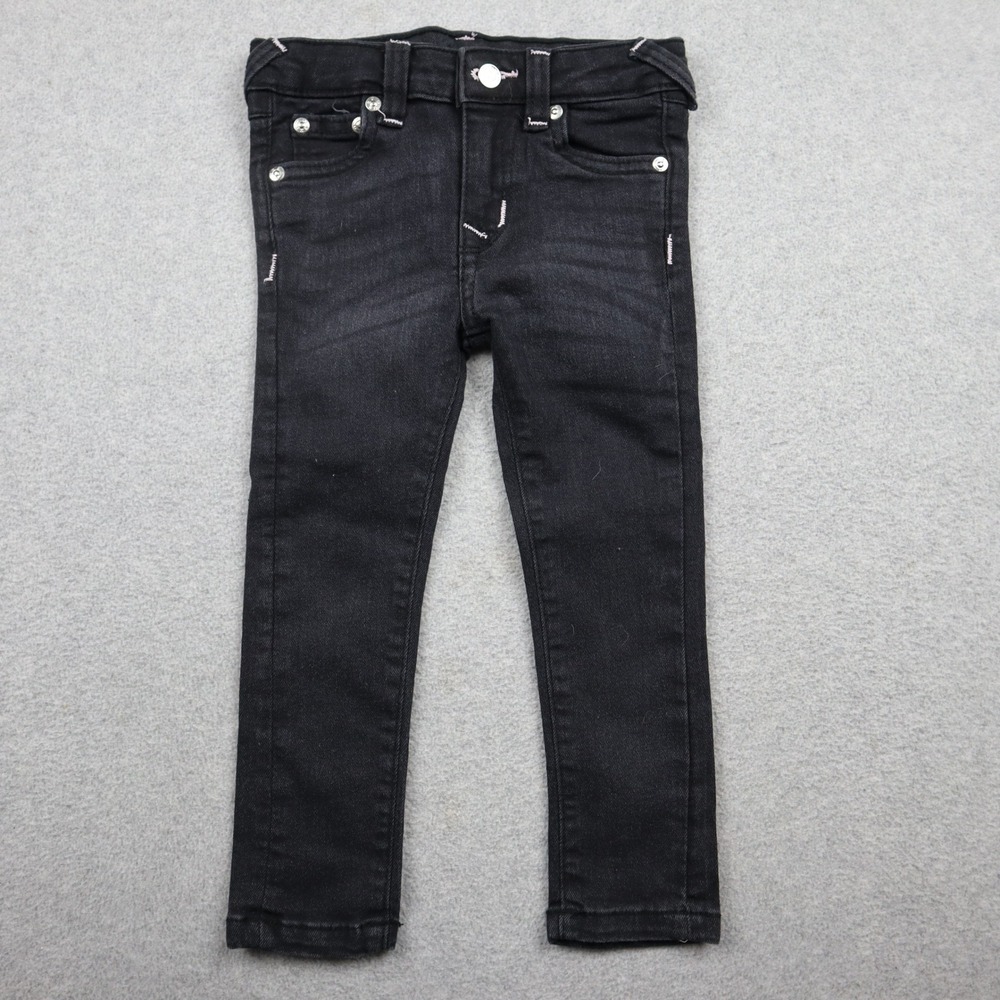 True Religion Jeans Girls 3T Skinny Black Rhinestone Horseshoe Pockets Stretch
